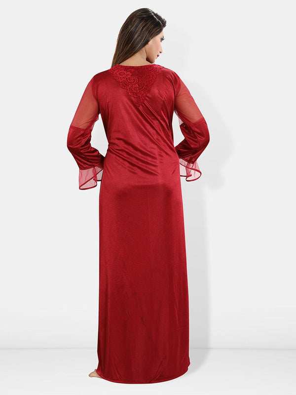 Be You Shoulder Straps Satin Maxi Nightdress With Robe