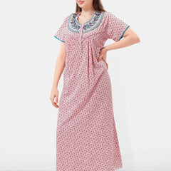 Be You Printed And Embroidered Maxi Nightdress