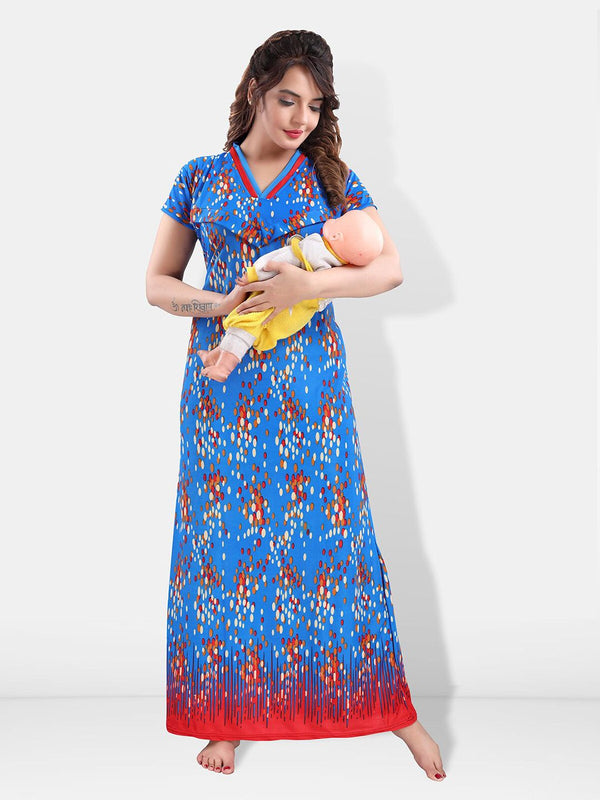 Be You Polka Dot Printed Satin Feeding & Maternity Nightdress