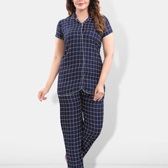 Be You Lapel Collar Checked Night suit