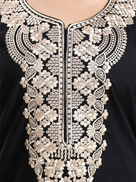 Be You Ethnic Motifs Embroidered Maxi Nightdress
