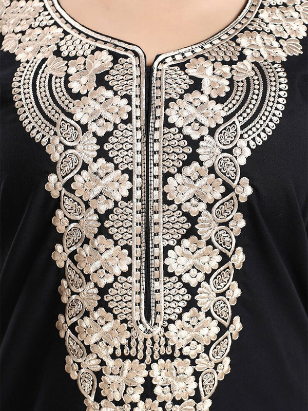 Be You Ethnic Motifs Embroidered Maxi Nightdress