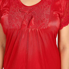 Be You Self Design Satin Maxi Nightdress