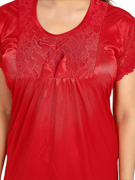 Be You Self Design Satin Maxi Nightdress