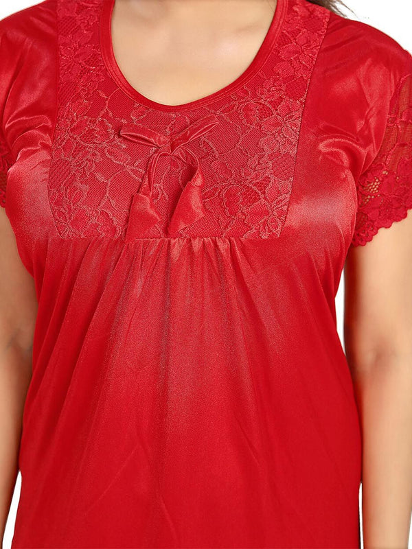 Be You Self Design Satin Maxi Nightdress