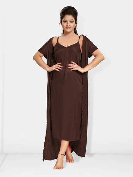Be You V-Neck Satin Maxi Nightdress With Robe