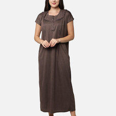 Be You Brown Printed Maxi Nightdress