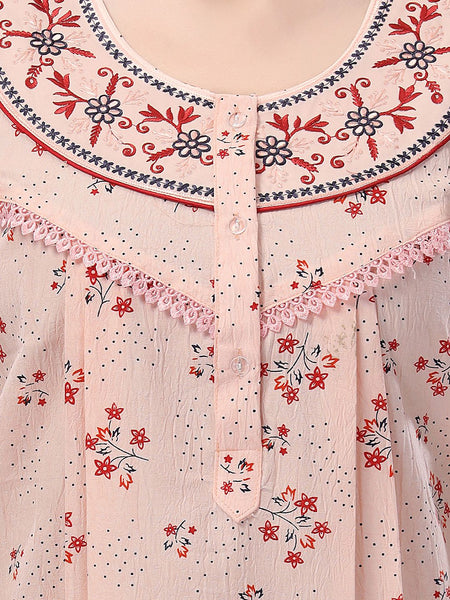 Be You Printed And Embroidered Maxi Nightdress