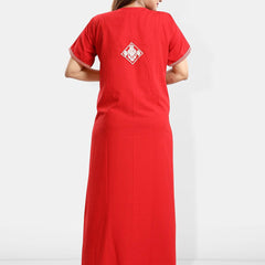 Be You Ethnic Motifs Embroidered Maxi Nightdress