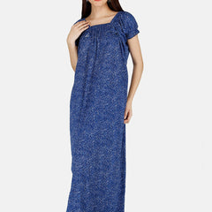 Be You Women Printed Satin Maxi Nightdress