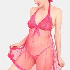 Be You Self Design Halter Neck Net Baby Doll