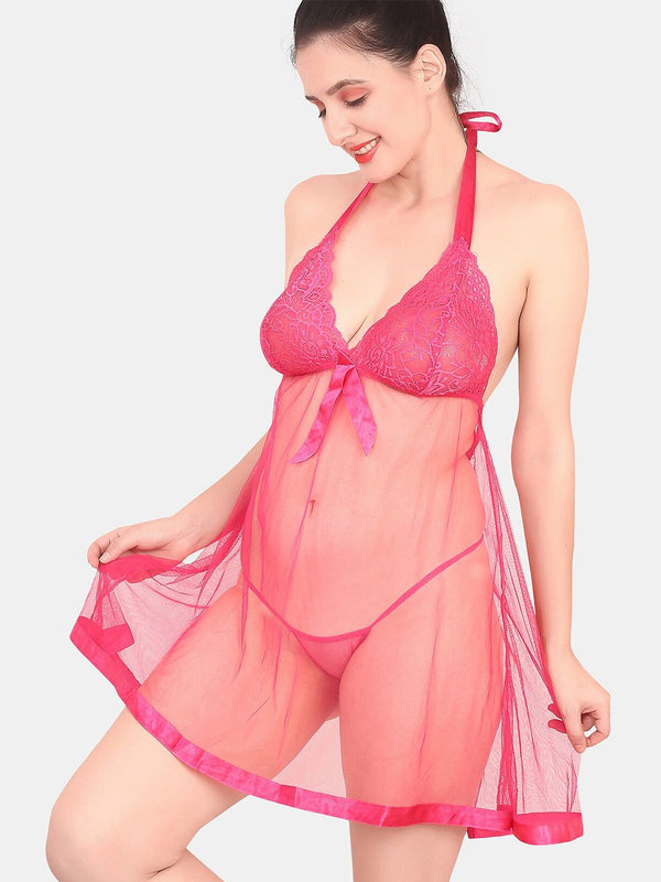 Be You Self Design Halter Neck Net Baby Doll