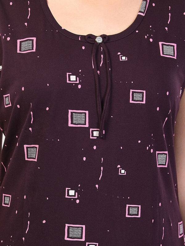 Be You Geometric Printed Sleeveless Maxi Nightdress