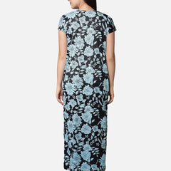 Be You Blue Printed Maxi Maternity Nightdress
