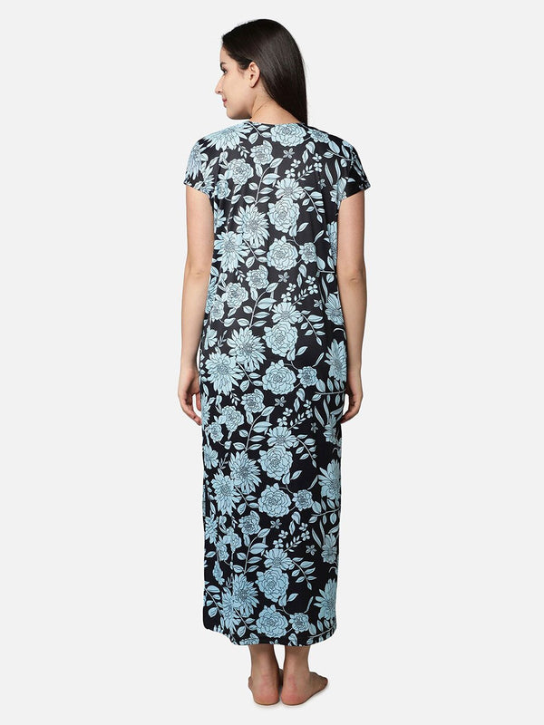 Be You Blue Printed Maxi Maternity Nightdress