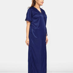 Be You Solid Satin Maxi Nightdress With Robe