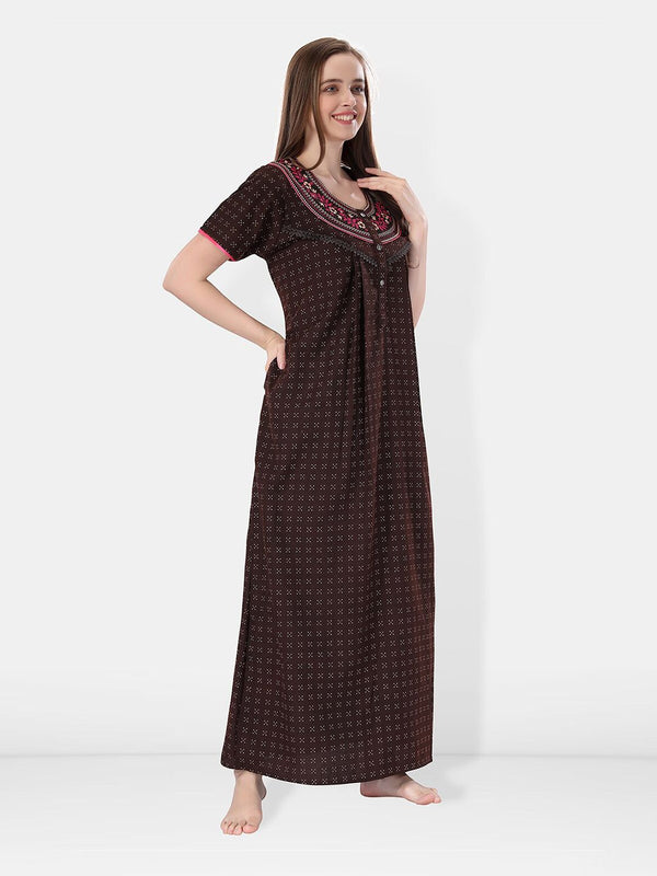 Be You Floral Embroidered Maxi Nightdress