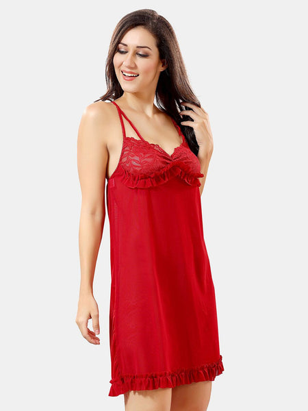 Be You Shoulder Straps Net Baby Doll With Brief