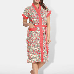 Be You Women Printed Cotton Anti-bacterial Super Soft Bath Robe With Belt