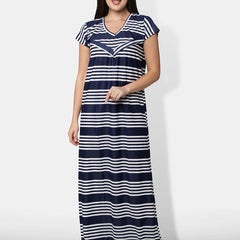 Be You Blue Striped Nursing / Feeding Maxi Nightdress