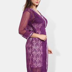 Be You Self Design Satin Nightdress With Robe