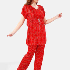 Be You Geometric Printed Satin Night Suit
