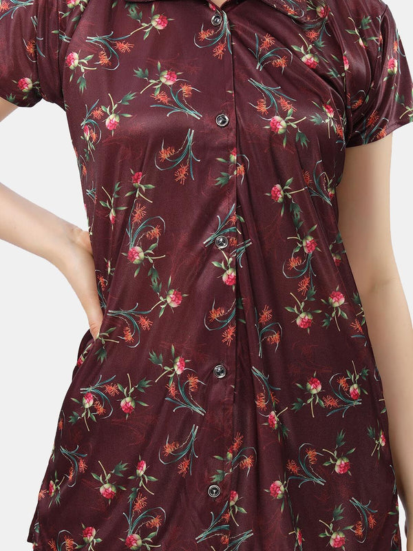 Be You Printed Satin Shirt & Pyjama Night suit