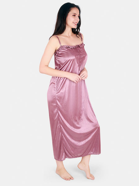Be You Floral Lace Shoulder Straps Satin Maxi Nightdress With Robe