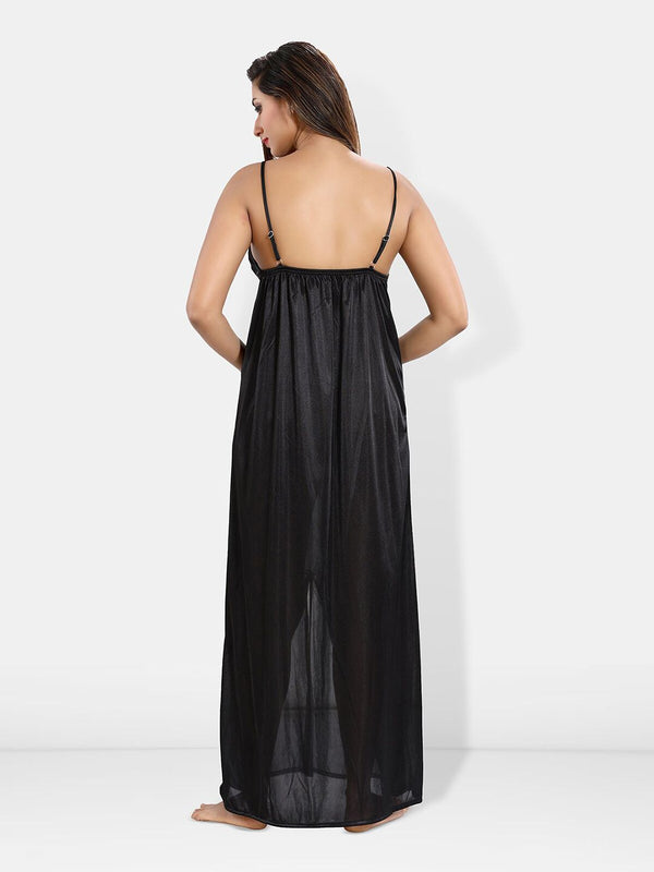 Be You V-Neck Maxi Satin Wrap Nightdress With Robe