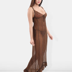 Be You Self Design Shoulder Straps Net Baby Doll With Brief