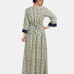 Be You Floral Printed V-Neck Satin Maxi Nightdress