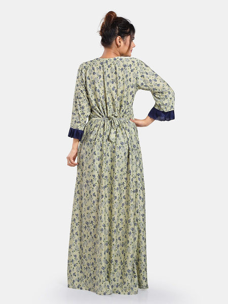 Be You Floral Printed V-Neck Satin Maxi Nightdress