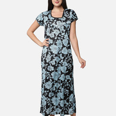 Be You Blue Printed Maxi Maternity Nightdress
