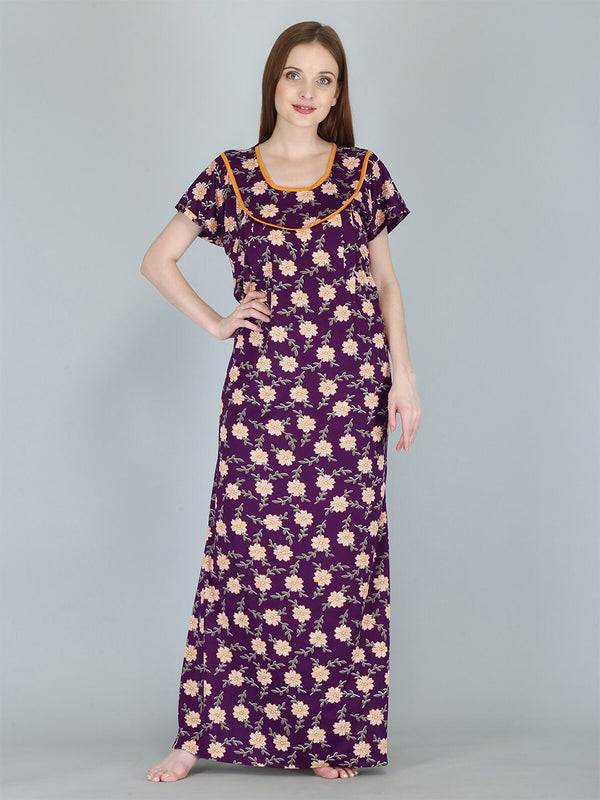 Be You Women Printed Maternity Maxi Nightdress