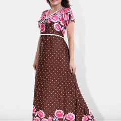 Be You Printed V-Neck Satin Maxi Nightdress
