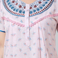 Be You Pink Embroidered Maxi Nightdress
