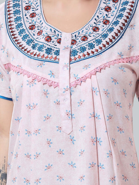 Be You Pink Embroidered Maxi Nightdress