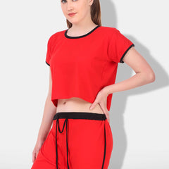 Be You Women Red & Black Night suit