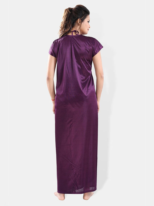 Be You V-Neck Satin Lace Night Suit With Robe