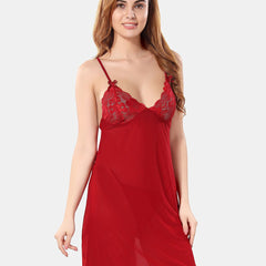 Be You Net Above Knee Length Nightdress With Robe