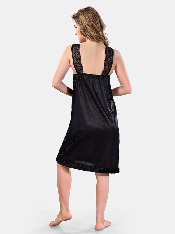 Be You V-Neck Lace Up Details Satin Maxi Nightdress With Robe
