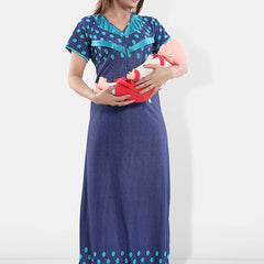 Be You Printed Maternity Satin Maxi Nightdress