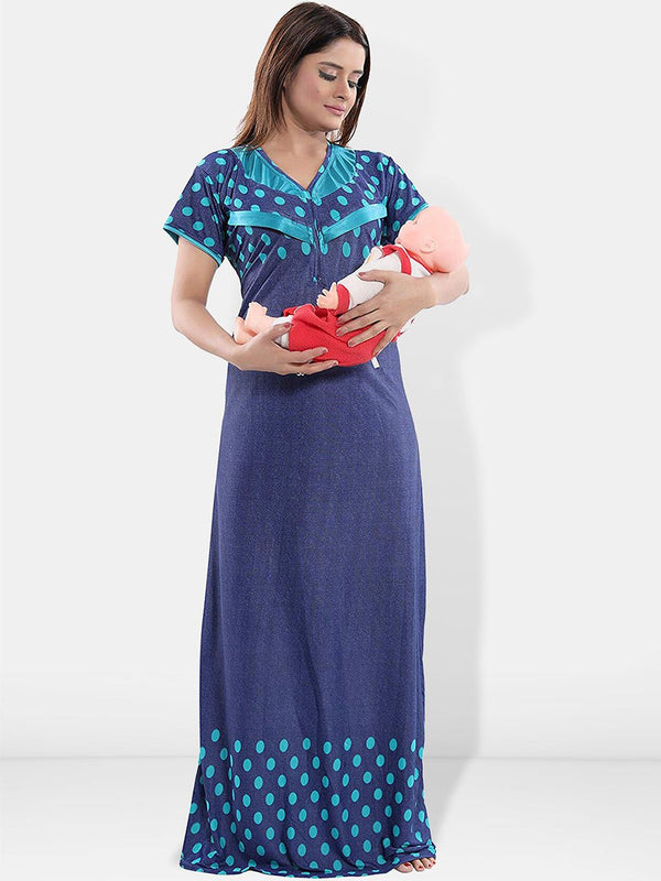 Be You Printed Maternity Satin Maxi Nightdress