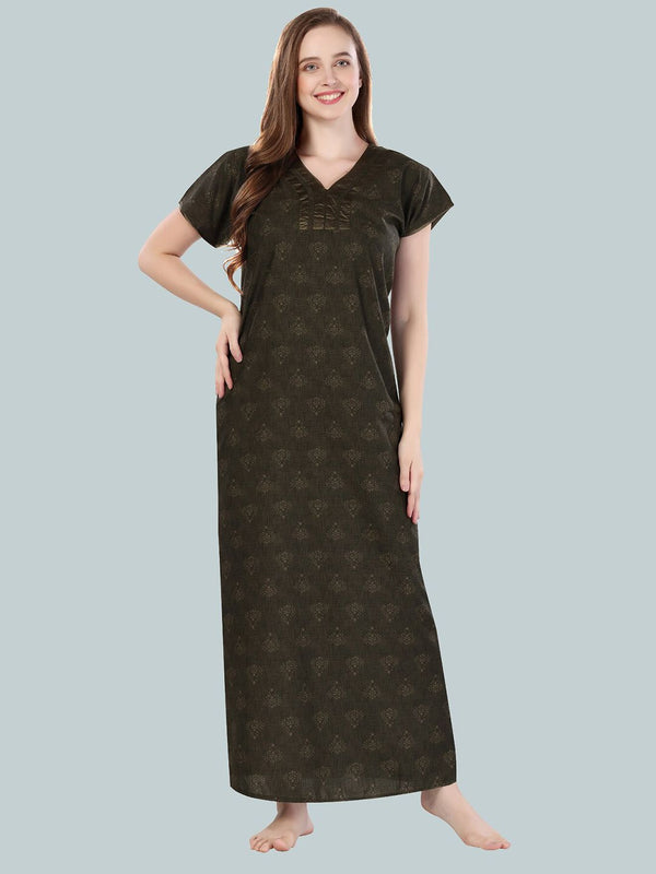Be You Green Printed Maxi Nightdress