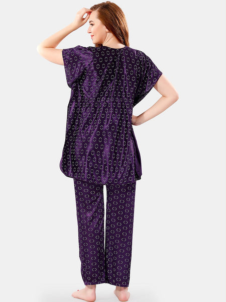 Be You Geometric Printed Satin Night Suit