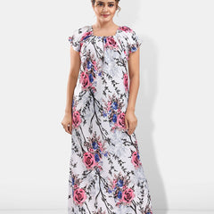 Be You Floral Printed Square Neck Satin Maxi Nightdress