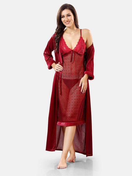 Be You Self Design Nightdress With Robe