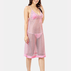 Be You Shoulder Strap Net Maxi Nightdress With Satin Robe