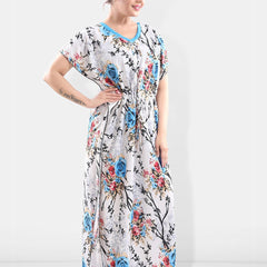 Be You Floral Printed Maxi Satin Kaftan Nightdress