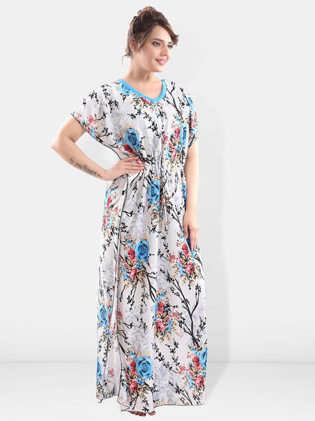 Be You Floral Printed Maxi Satin Kaftan Nightdress